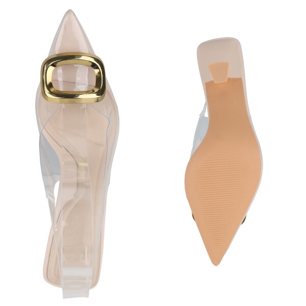 Stiefelparadies Damen Slingpumps in Beige Riesige Ersparnisse