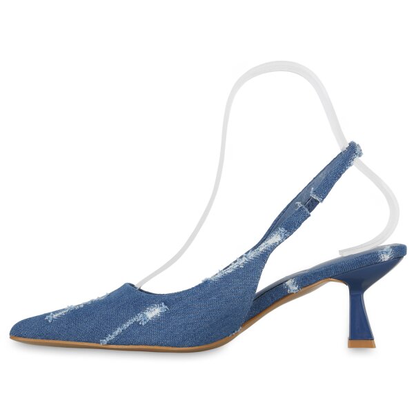 Stiefelparadies Damen Slingpumps in Dunkelblau VIP-Rabatte
