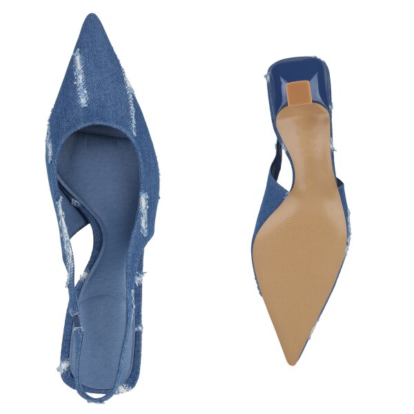Stiefelparadies Damen Slingpumps in Dunkelblau VIP-Rabatte