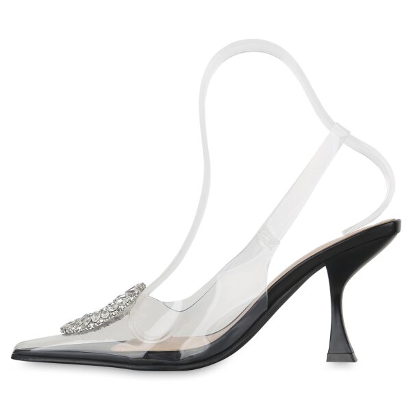 Stiefelparadies Damen Slingpumps in Schwarz Super Sparpreis