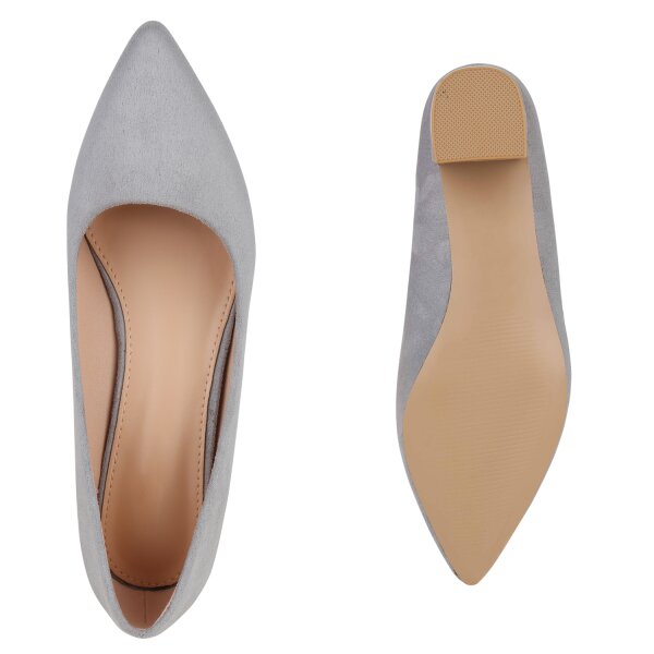 Stiefelparadies Damen Klassische Pumps in Grau Neueste Stile