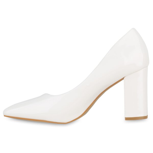 Stiefelparadies Damen Klassische Pumps in Weiss Lack Bis zu 50% Rabatt