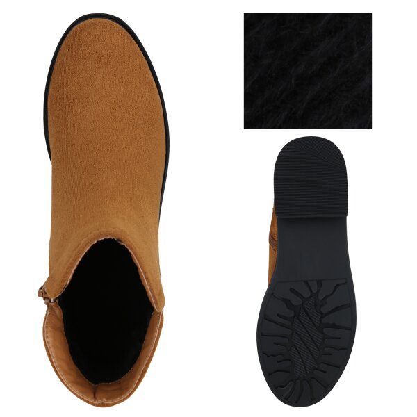 Stiefelparadies Damen Klassische Stiefeletten in Hellbraun Bis zu 60% Rabatt
