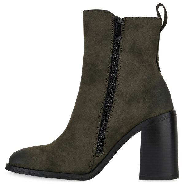 Stiefelparadies Damen Klassische Stiefeletten in Olivgrün Bis zu 65% Rabatt