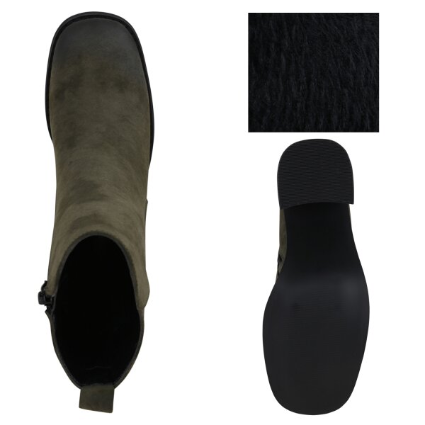 Stiefelparadies Damen Klassische Stiefeletten in Olivgrün Bis zu 65% Rabatt