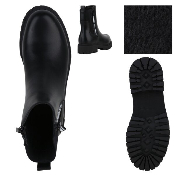 Stiefelparadies Damen Klassische Stiefeletten in Schwarz Vierteljährliche Förderung