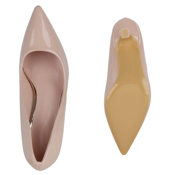 Stiefelparadies Damen Spitze Pumps in Nude Lack Fabrikladen