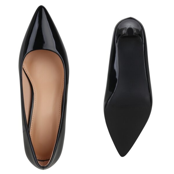 Stiefelparadies Damen Spitze Pumps in Schwarz Lack Speichern exportieren