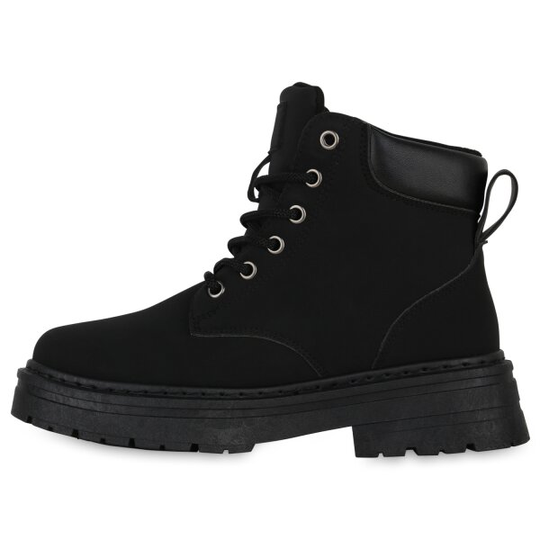 Stiefelparadies Damen Worker Boots in Schwarz zollfrei