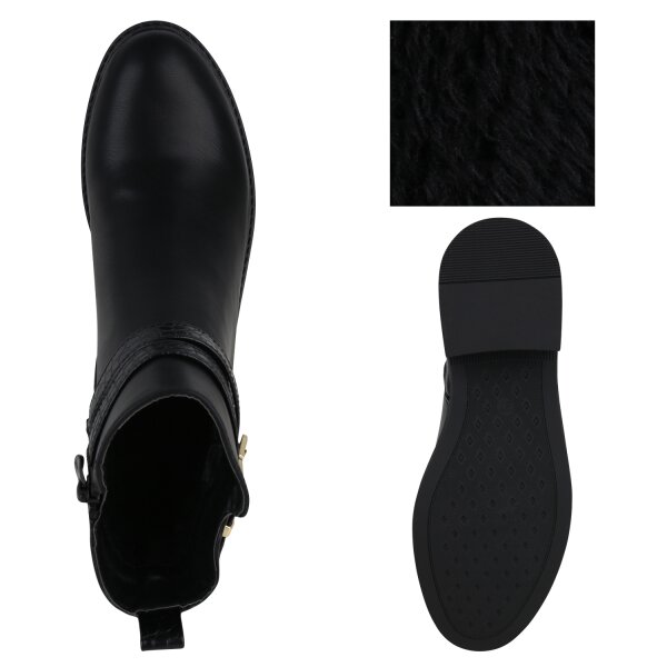 Stiefelparadies Damen Biker Boots in Schwarz Kroko Angebote