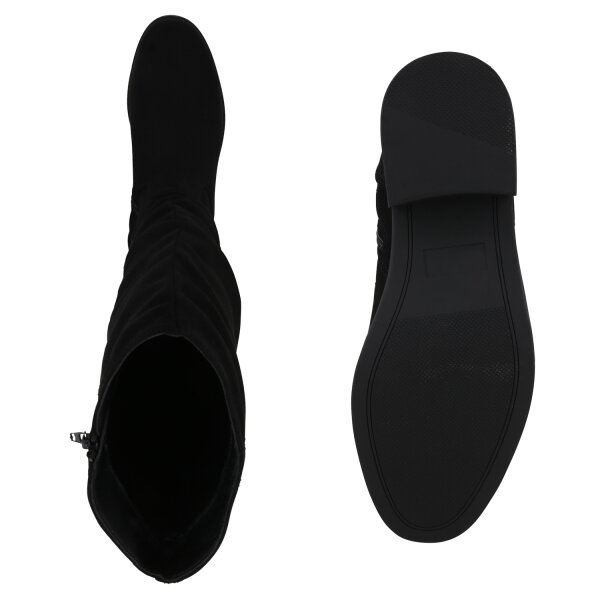 Stiefelparadies Damen Klassische Stiefel in Schwarz Günstiger Verkauf
