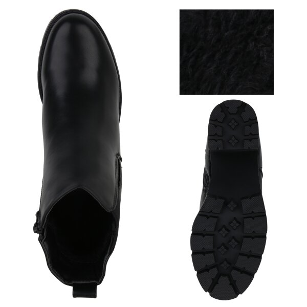 Stiefelparadies Damen Klassische Stiefeletten in Schwarz Snake Kostenloser Versand