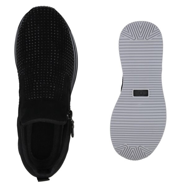 Stiefelparadies Damen Plateau Sneaker in Schwarz Rabatt
