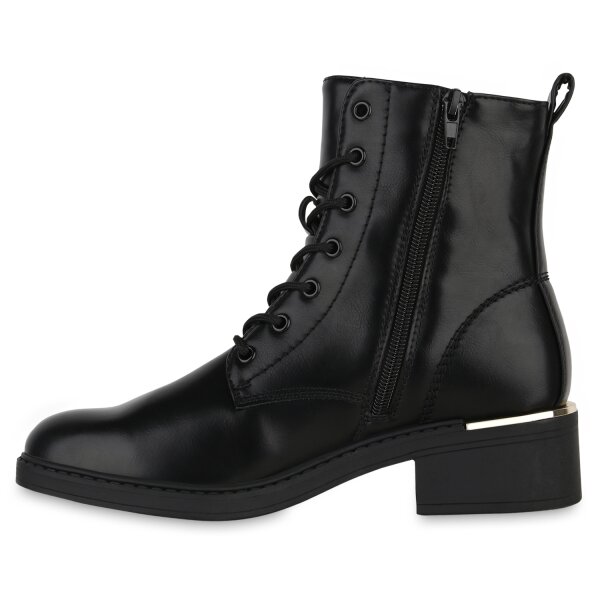 Stiefelparadies Damen Schnürstiefeletten in Schwarz Begrenztes Angebot