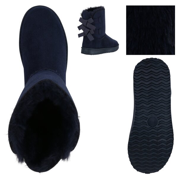 Stiefelparadies Damen Winter Boots in Dunkelblau Black Friday