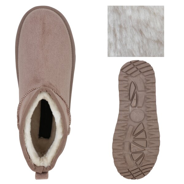 Stiefelparadies Damen Plateau Boots in Taupe Weihnachtsangebot