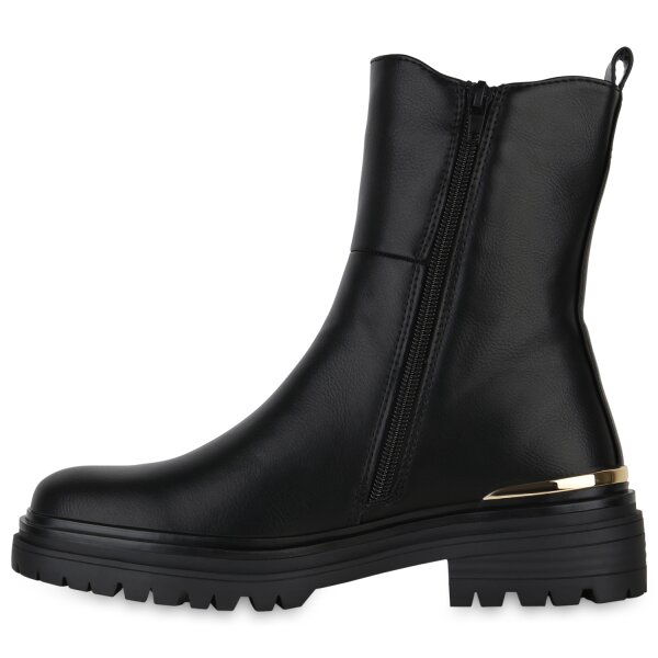 Stiefelparadies Damen Klassische Stiefeletten in Schwarz Muttertagsangebot