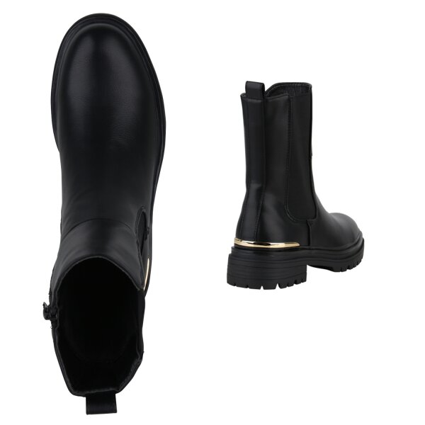 Stiefelparadies Damen Klassische Stiefeletten in Schwarz Muttertagsangebot