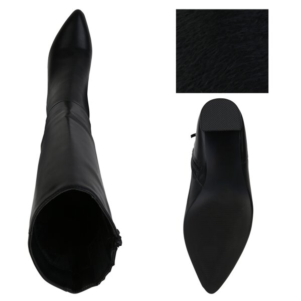 Stiefelparadies Damen Klassische Stiefel in Schwarz Valentinstagsangebot