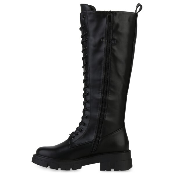 Stiefelparadies Damen Schnürstiefel in Schwarz Exklusive Angebote