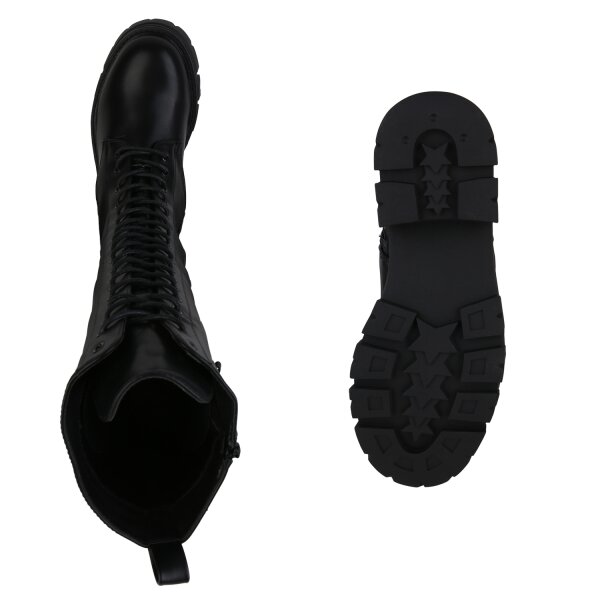 Stiefelparadies Damen Schnürstiefel in Schwarz Exklusive Angebote