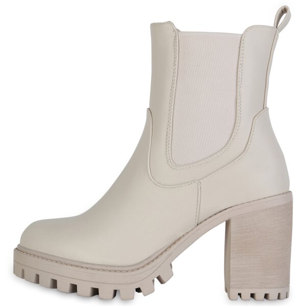 Stiefelparadies Damen Chelsea Boots in Beige Sonderangebote