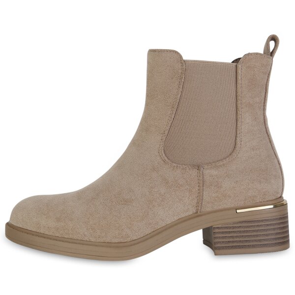Stiefelparadies Damen Chelsea Boots in Khaki Velours VIP-Rabatte