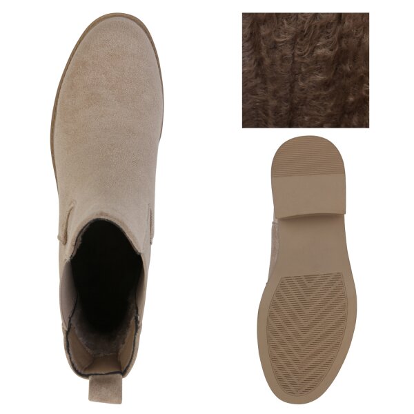 Stiefelparadies Damen Chelsea Boots in Khaki Velours VIP-Rabatte