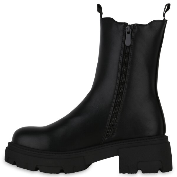 Stiefelparadies Damen Plateau Boots in Schwarz Super Sparpreis