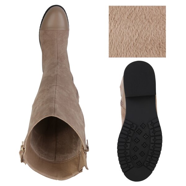 Stiefelparadies Damen Klassische Stiefel in Khaki Kostenlose Rückgabe