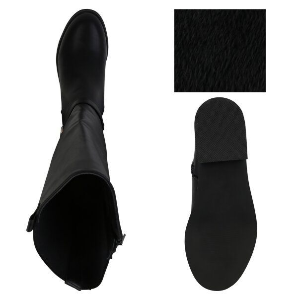 Stiefelparadies Damen Reiterstiefel in Schwarz Neueste Stile