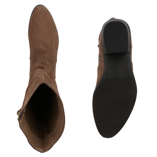Stiefelparadies Damen Klassische Stiefel in Tan Vierteljährliche Förderung