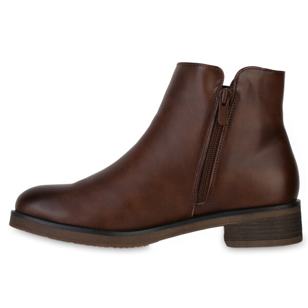 Stiefelparadies Damen Klassische Stiefeletten in Hellbraun