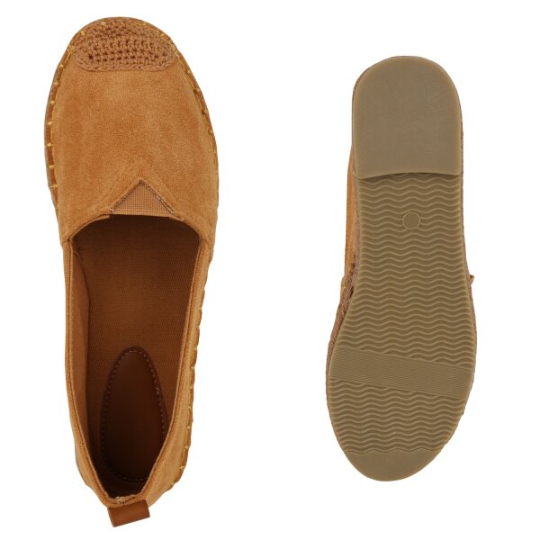 Stiefelparadies Damen Espadrilles in Hellbraun Schlussverkauf
