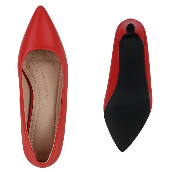 Stiefelparadies Damen Spitze Pumps in Rot Günstiger Verkauf