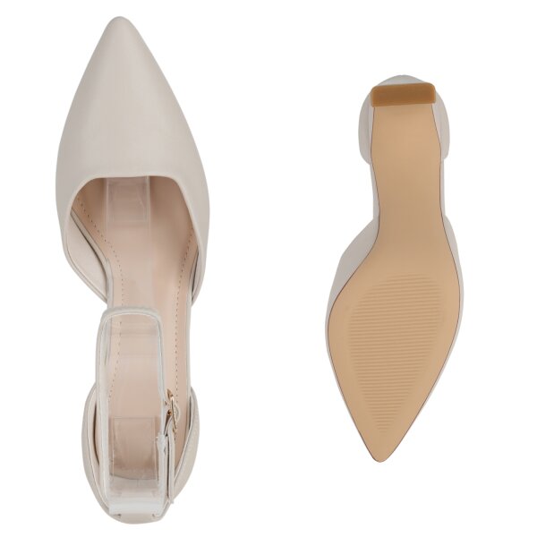 Stiefelparadies Damen Spitze Pumps in Beige Limitierter Zeitrabatt