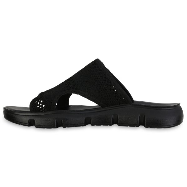 Stiefelparadies Damen Pantoletten in Schwarz Sonderangebot