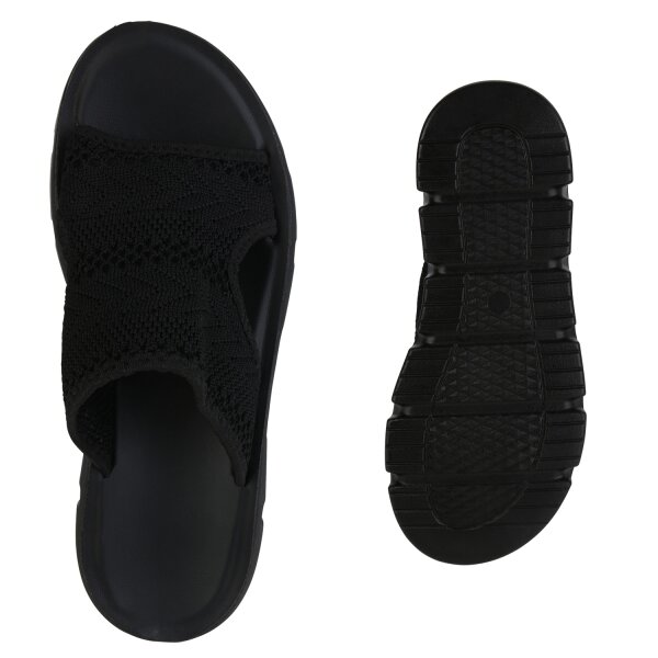 Stiefelparadies Damen Pantoletten in Schwarz Sonderangebot