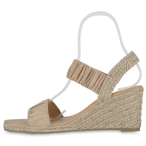 Stiefelparadies Damen Keilsandaletten in Beige Günstig kaufen