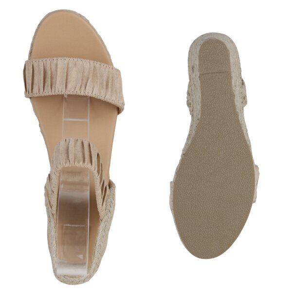 Stiefelparadies Damen Keilsandaletten in Beige Günstig kaufen