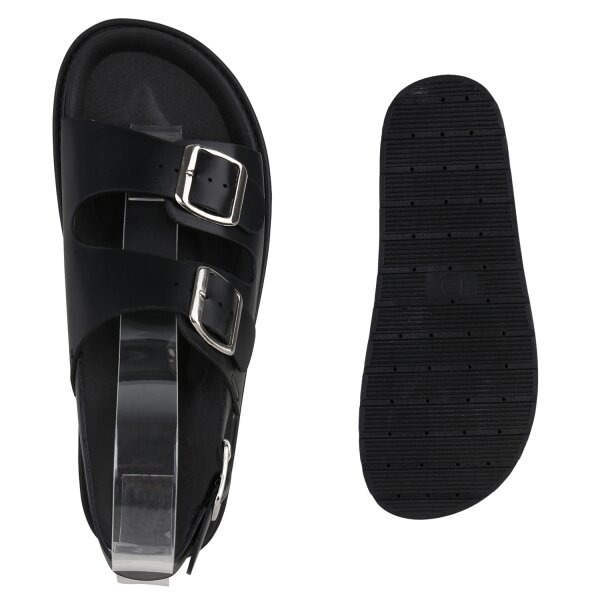 Stiefelparadies Damen Plateau Sandaletten in Schwarz Flash Sale