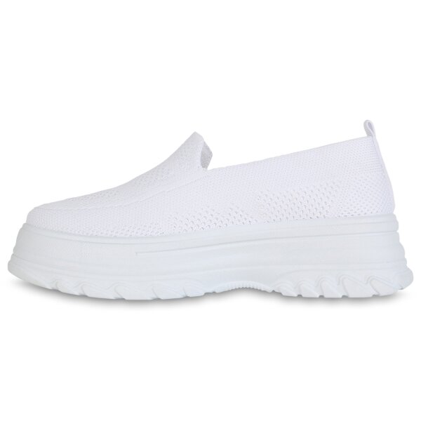 Stiefelparadies Damen Slip Ons in Weiss Cyber Monday