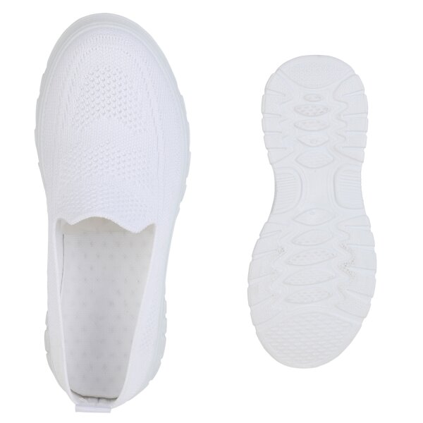 Stiefelparadies Damen Slip Ons in Weiss Cyber Monday