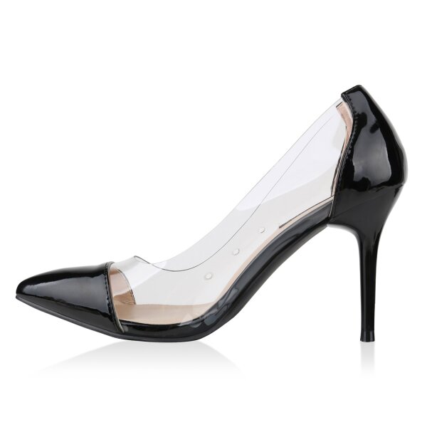 Stiefelparadies Damen Spitze Pumps in Schwarz Weihnachtsangebot