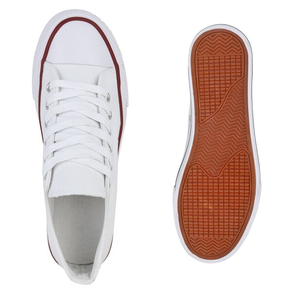 Stiefelparadies Damen Sneaker low in Weiss Vatertagsangebot