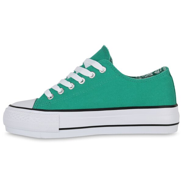 Stiefelparadies Damen Sneaker low in Weiss Lagerräumung