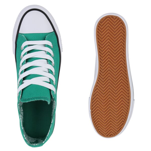 Stiefelparadies Damen Sneaker low in Weiss Lagerräumung