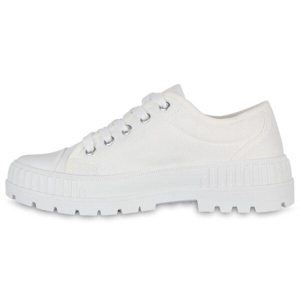 Stiefelparadies Damen Sneaker low in Weiss Heißer Verkauf