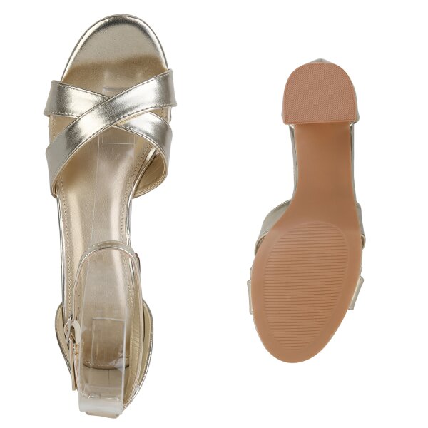 Stiefelparadies Damen Klassische Sandaletten in Gold Online Outlet