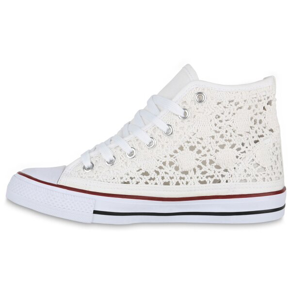 Stiefelparadies Damen Sneaker high in Weiss Saisonale Angebote